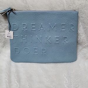 Dreamer, Thinker, Doer Large Embossed Pouch With Keyring From Indiho, New W Tags